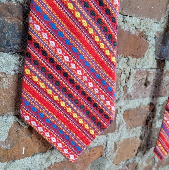 Vintage Handmade‎ by Martha Multicolor Diagonal Stripes Wide Tie - Picture 1 of 5